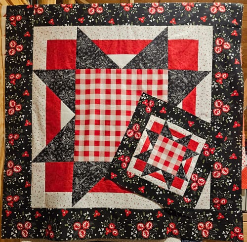 Customer photo review of Starberry Holiday Rose Charcoal Yardage for Moda -29180 14 - PRICE PER 1/2 YARD