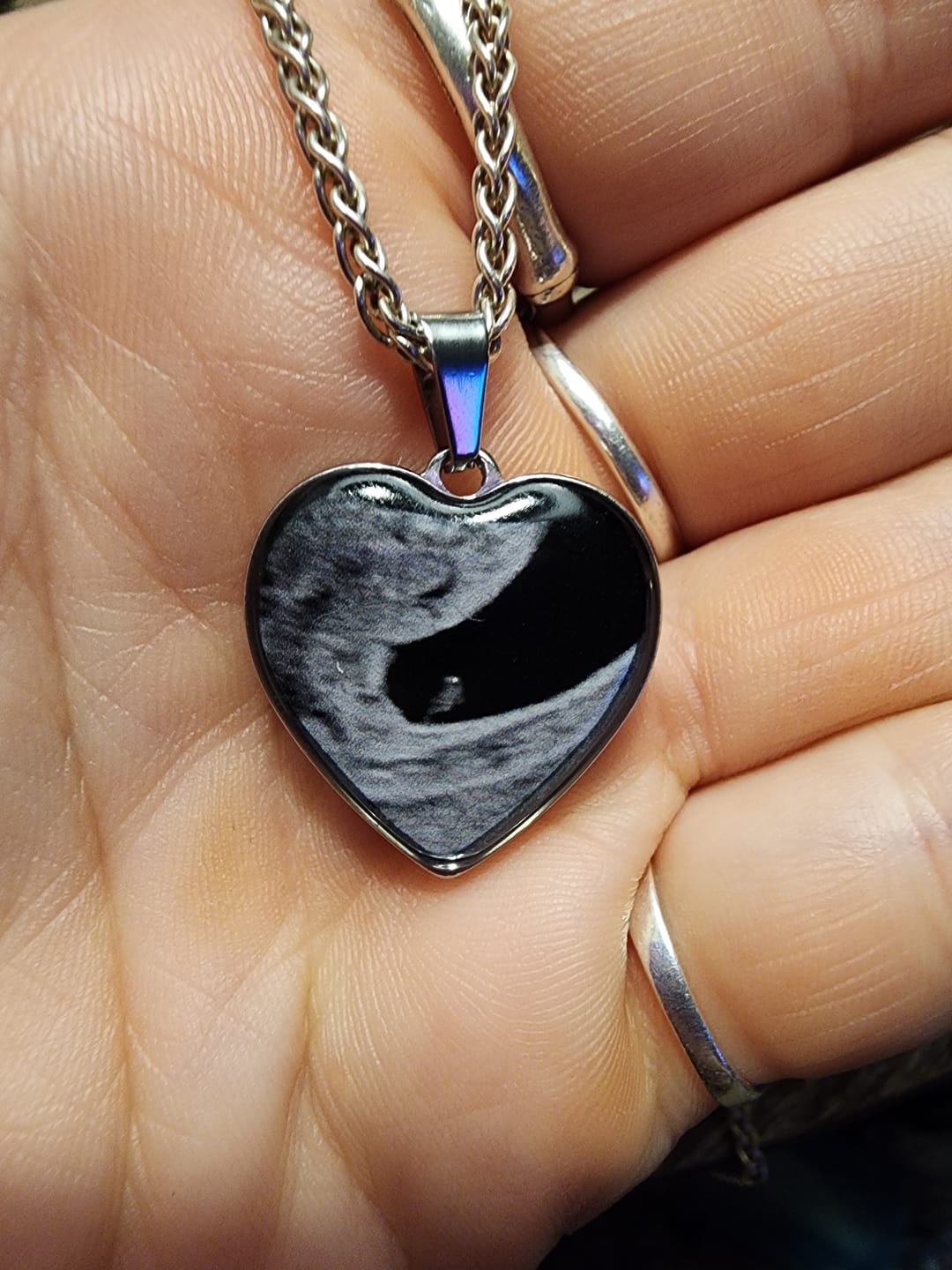 Customer photo review of Photo Engraved Necklace Memorial Gift
