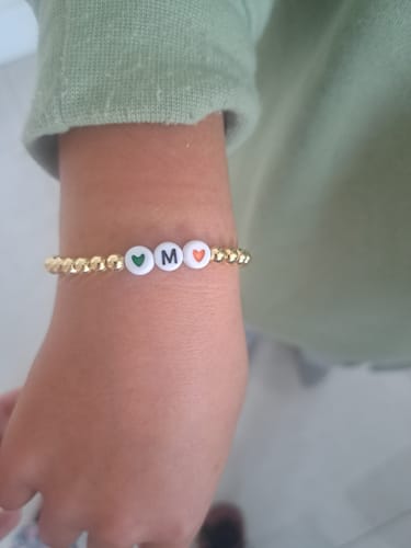 Customer photo review of Custom Friendship Bracelet Gold - Gold & White