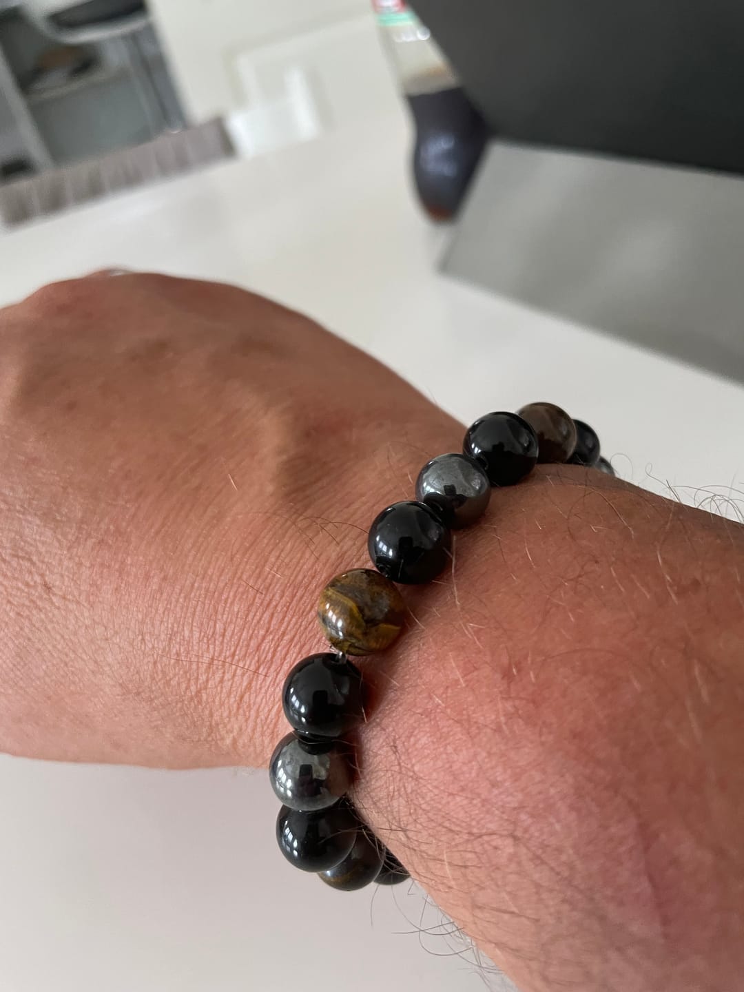 Customer photo review of DREIFACHER SCHÜTZER Tigerauge - Hämatit - Schwarzer Obsidian