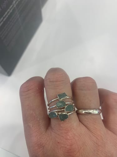 Customer photo review of Raw Aquamarine Ring Stacking Set Sterling Silver
