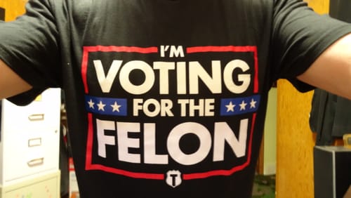Customer photo review of Voting For The Felon T-Shirt