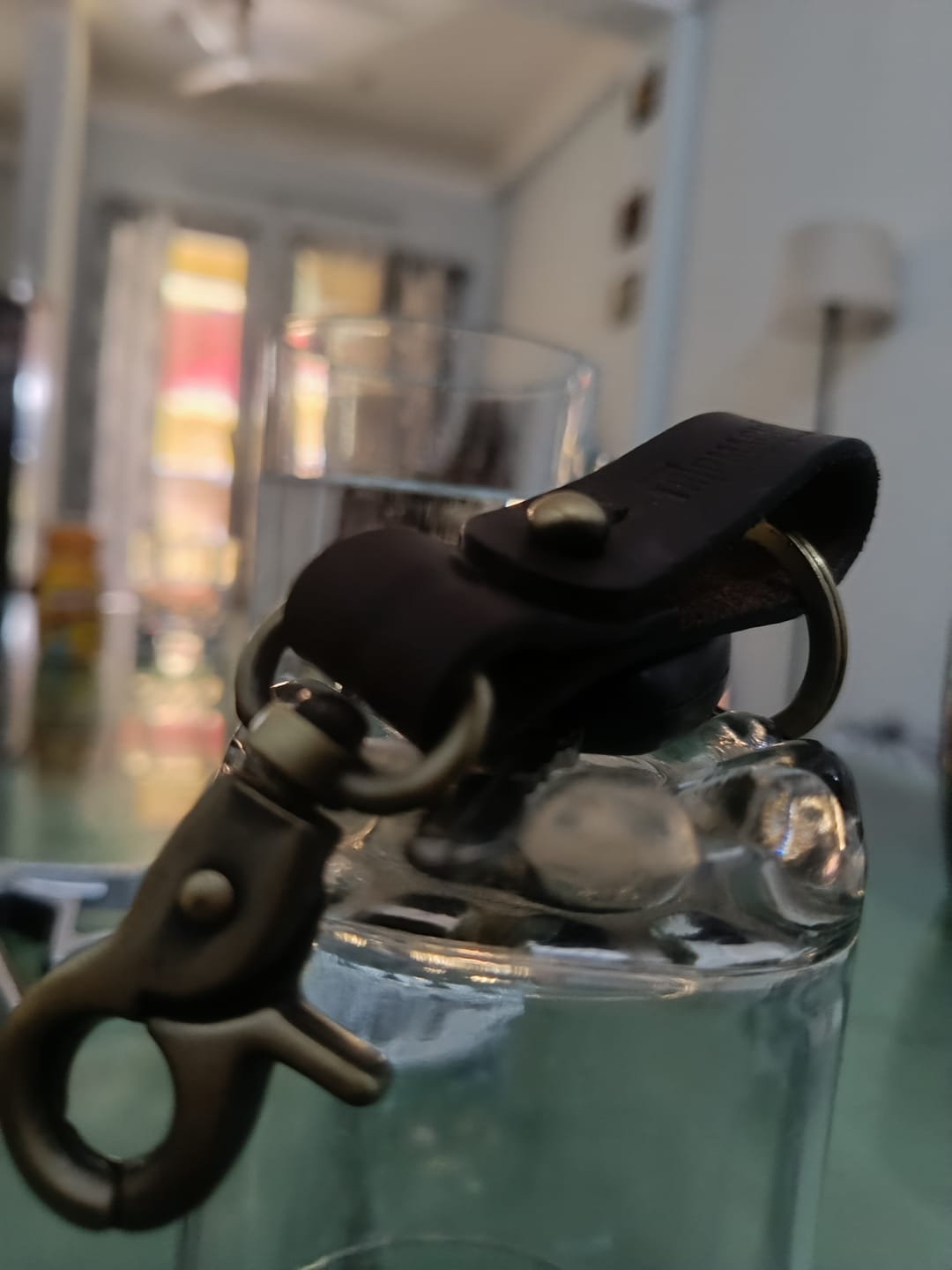 Customer photo review of key fob with antique gold
