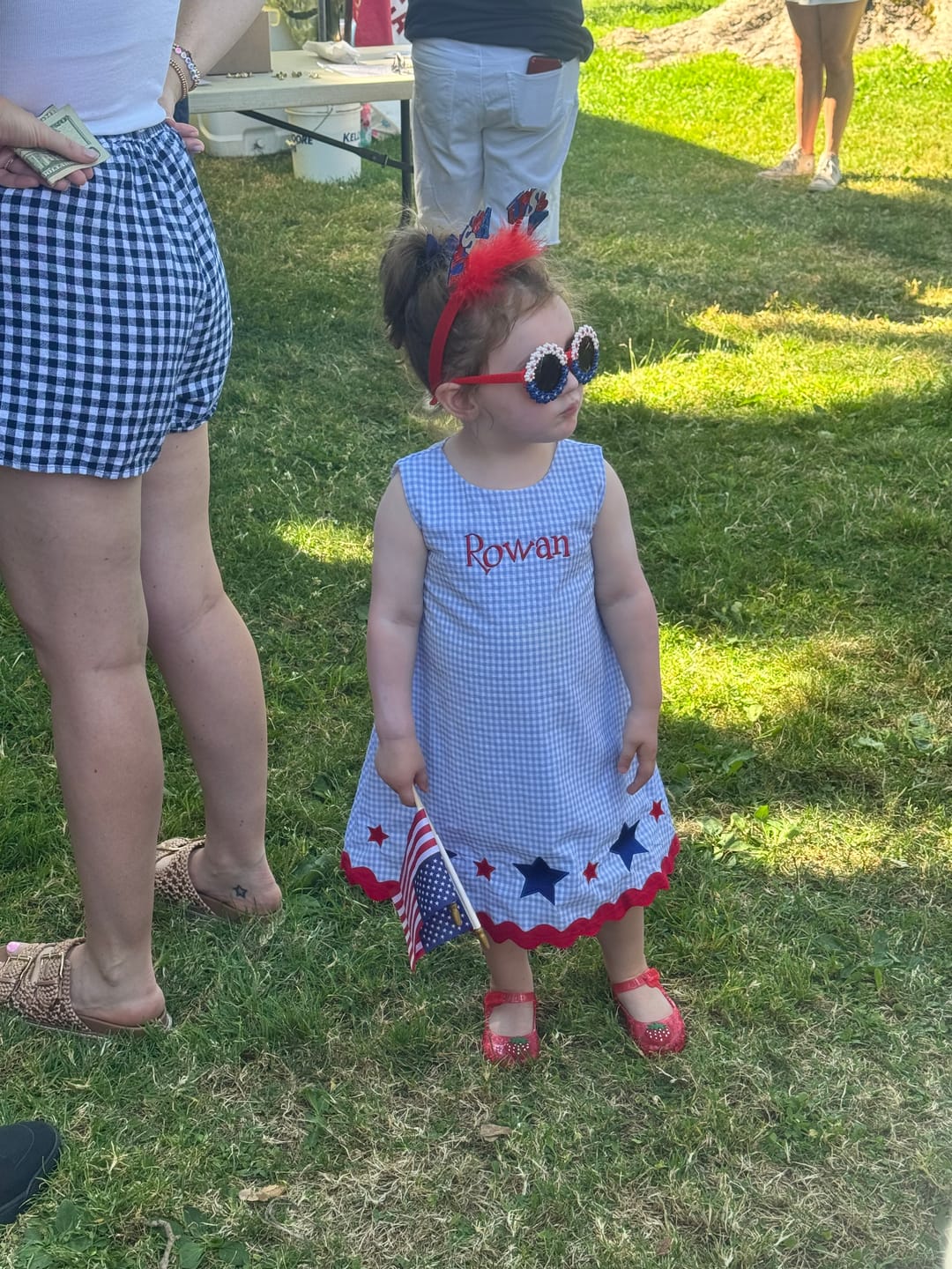 Customer photo review of Star Spangled Light Blue Gingham Eleanor Dress
