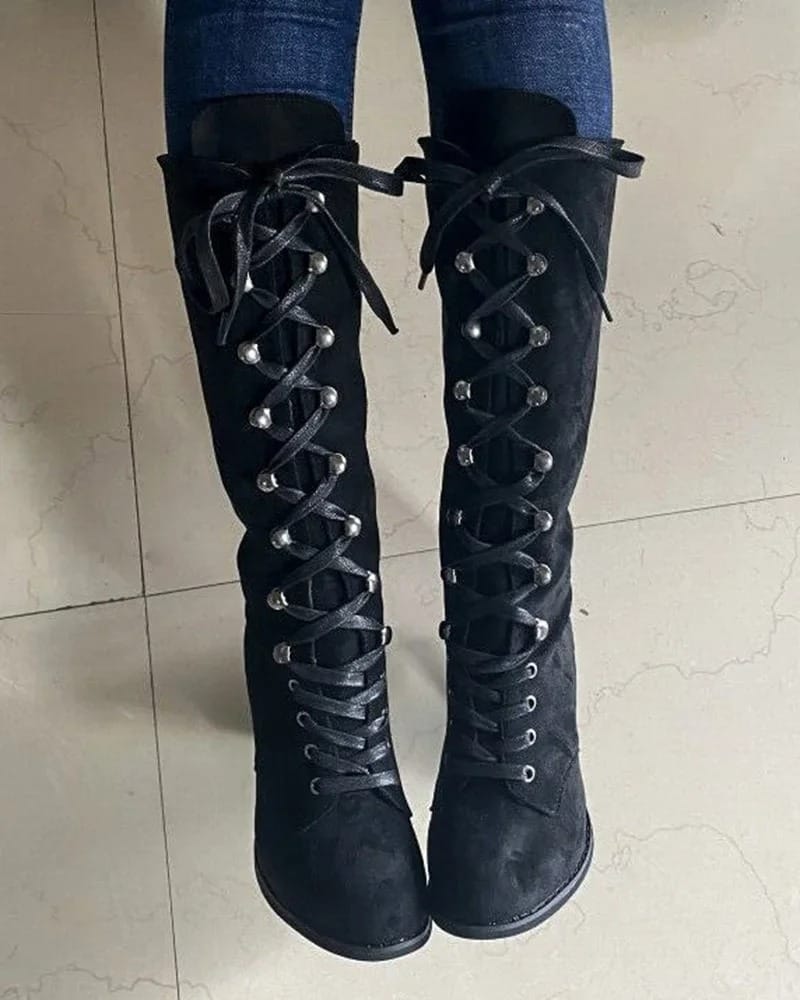 Customer photo review of Steampunk lace-up boots