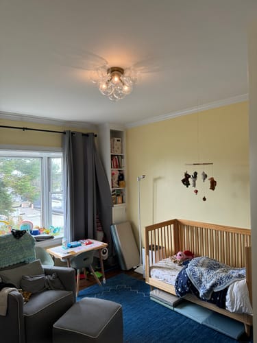 Customer photo review of 3-Light Brass Cluster Clear Glass Globe Bubble Ceiling Light