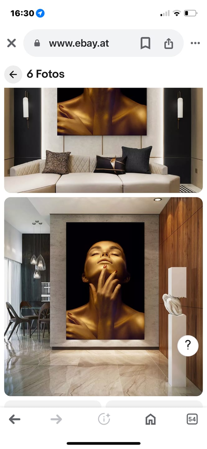 Customer photo review of Bild | Leinwand | Deko | XXL | Wohnzimmer | Schlafzimmer | Flur | Frau | Gold