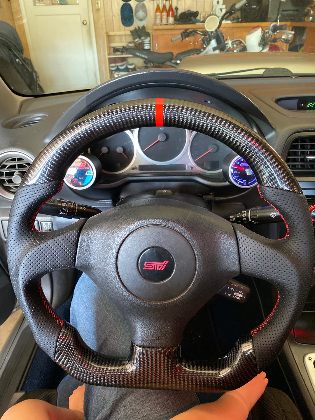 Customer photo review of 2005-07 Subaru WRX STI Carbon Fiber Steering Wheel
