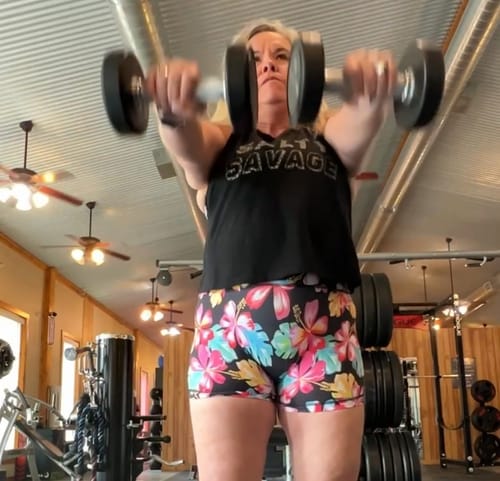 Customer photo review of Salty Savage Ladies High Rise "Splice Smile" Booty Scrunch Training Shorts | Wet Suit Performance | Hawaiian Flowers