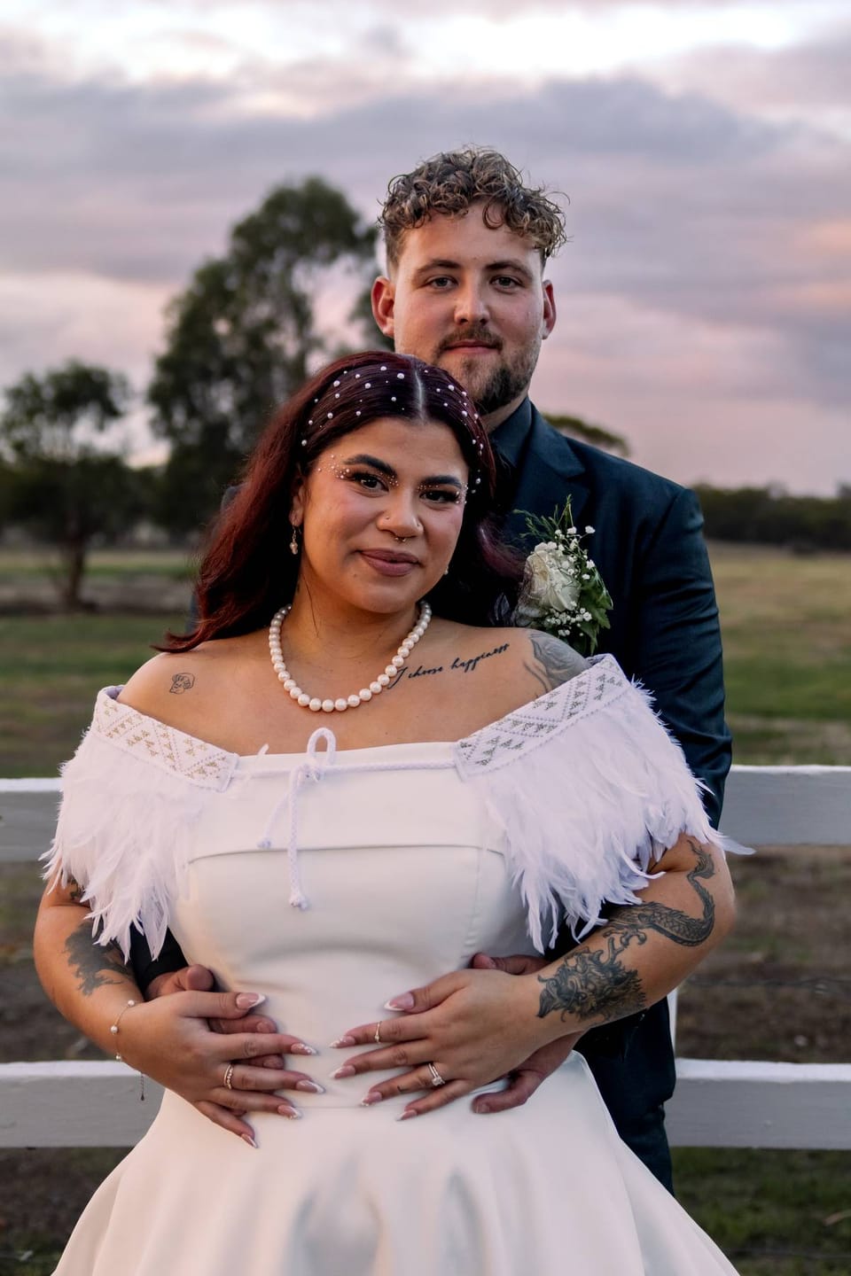 Customer photo review of Beautiful White Wedding Korowai Cape