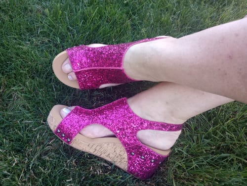 Customer photo review of Corky's Carley Wedge - Fuchsia Glitter - Final Sale