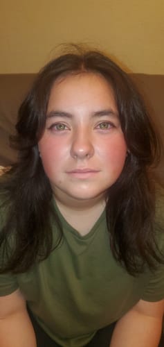 Customer photo review of Amazonia Green Prescription Colored Contact Lenses