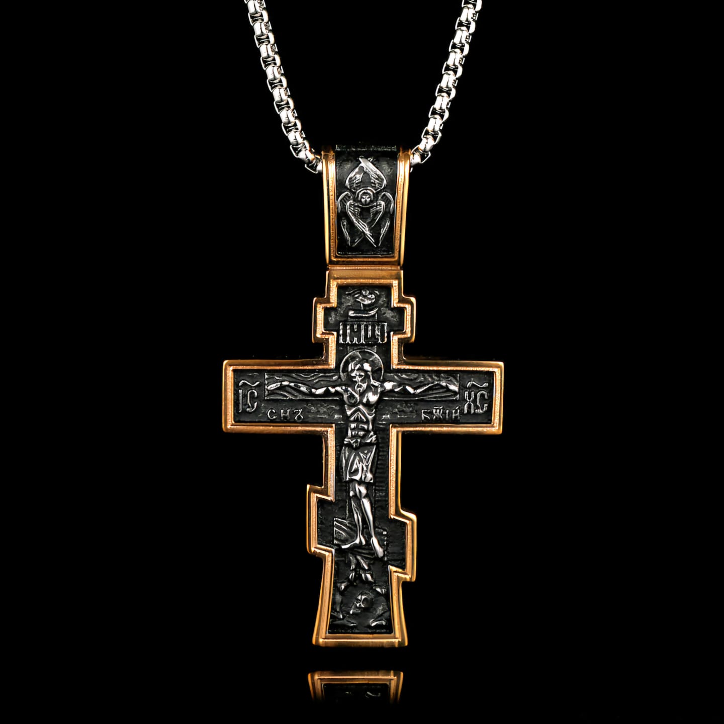 Customer photo review of DARK JESUS CROSS GOLD. - NECKLACE