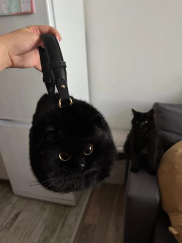 Customer photo review of Handmade Cat Plush Handbag