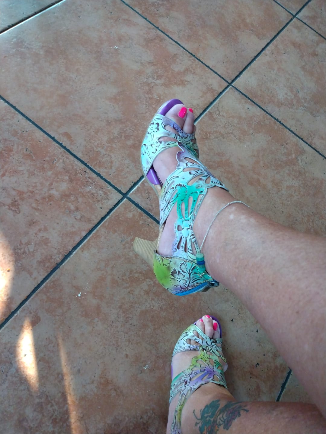 Customer photo review of Bohemia Leather Block Heel Comfy Sandals