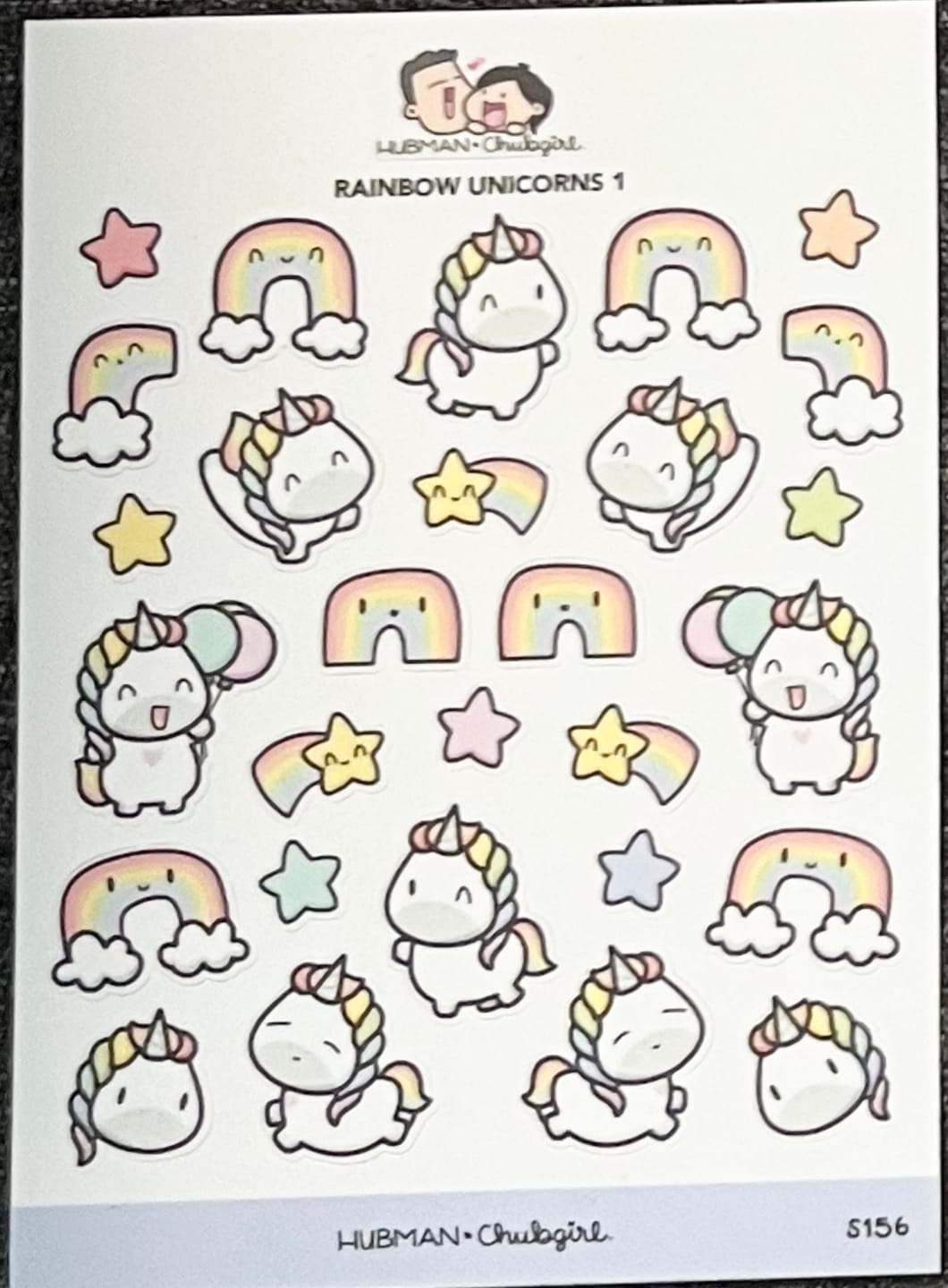 Customer photo review of Rainbow Unicorns 1 Sticker Sheet
