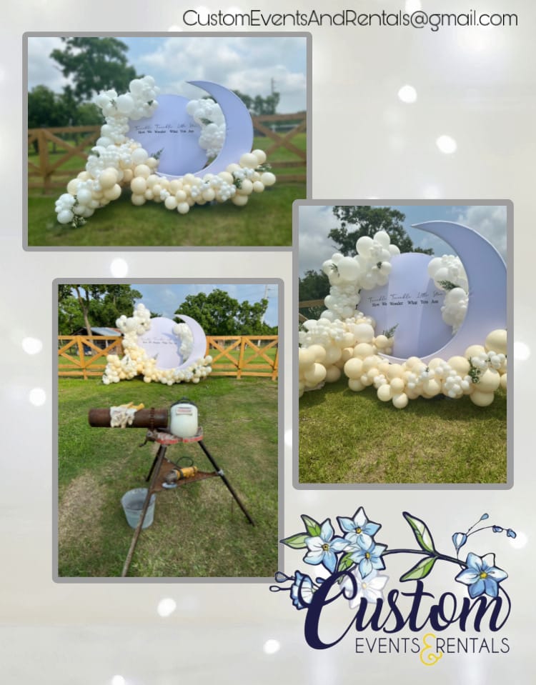 Customer photo review of 6.5ft Portable Crescent Moon Shape Stand for Baby Showers & Birthday & Wedding Events