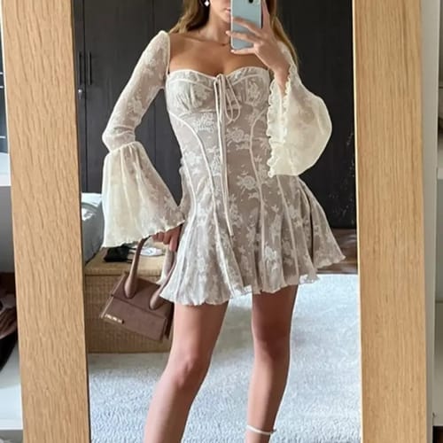 Customer photo review of Anissa Vintage Lace Mini Dress