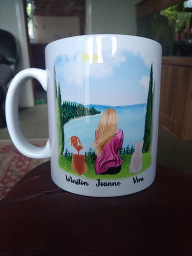 Customer photo review of Girl & Dogs - Life is better with a dog Personalised Mug