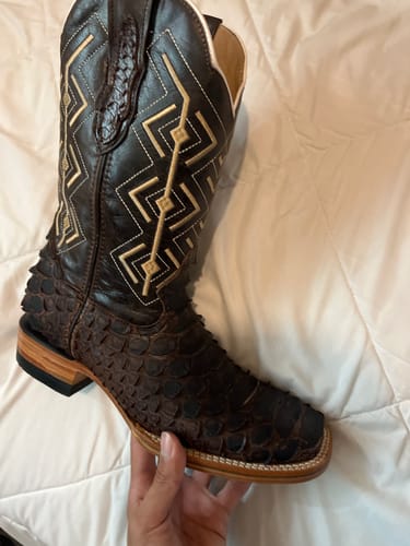 Customer photo review of BROWN PYTHON  | MEN SQUARE TOE WESTERN COWBOY BOOTS