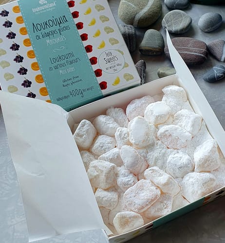Customer photo review of Loukoumi mixed flavours (rose, mastic, lemon, orange, and must) - 400g