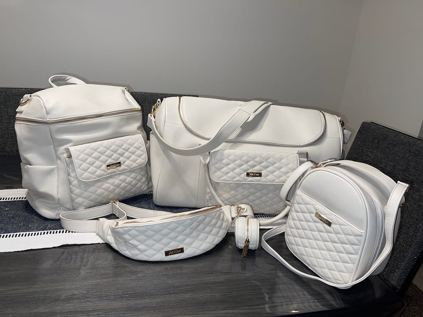 Customer photo review of Monaco Diaper Bag | Pearl White