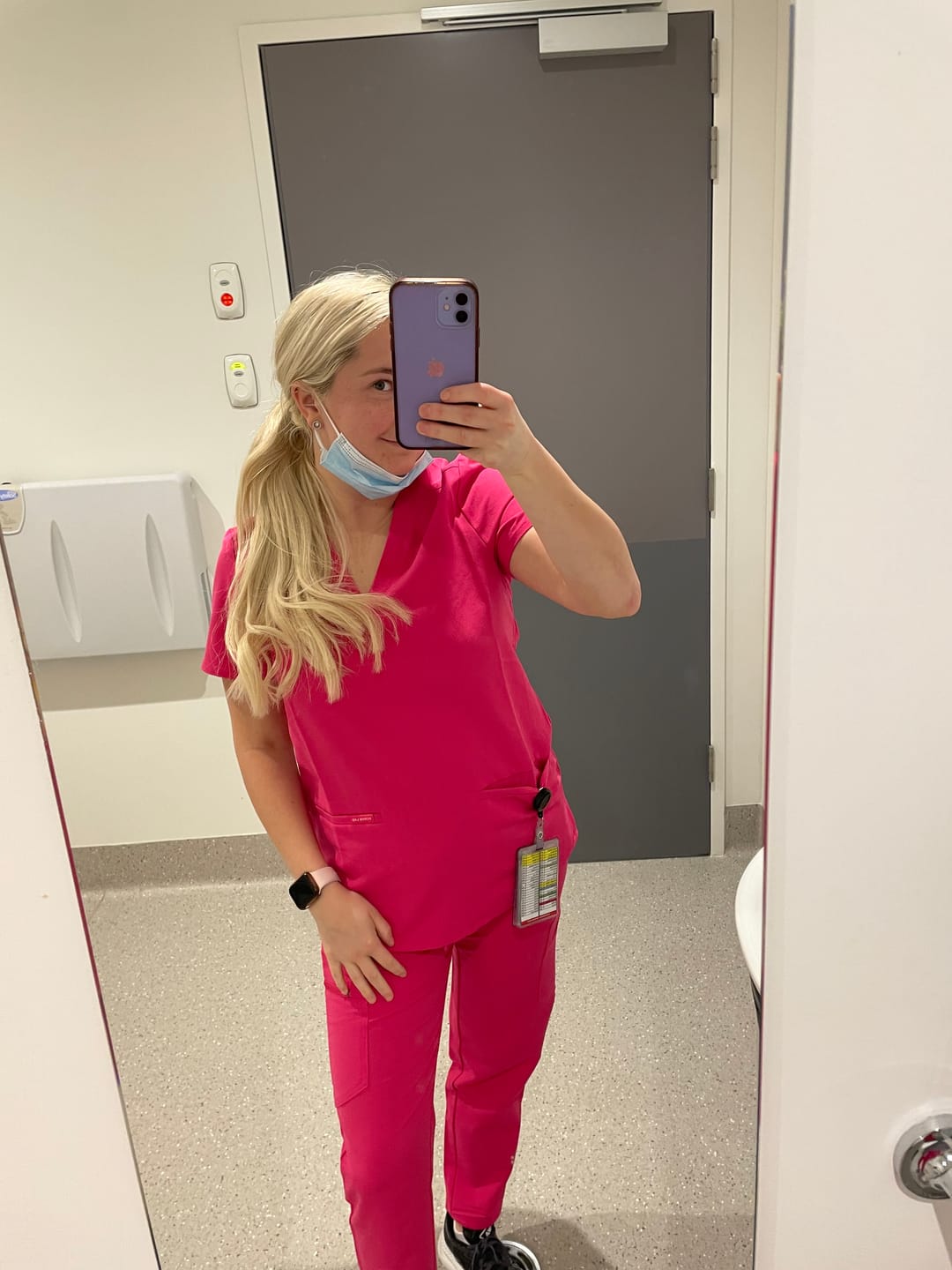 Customer photo review of ELIZABETH Two Pocket Scrub Top (Original SLTECH™ fabric) - Candy Pink