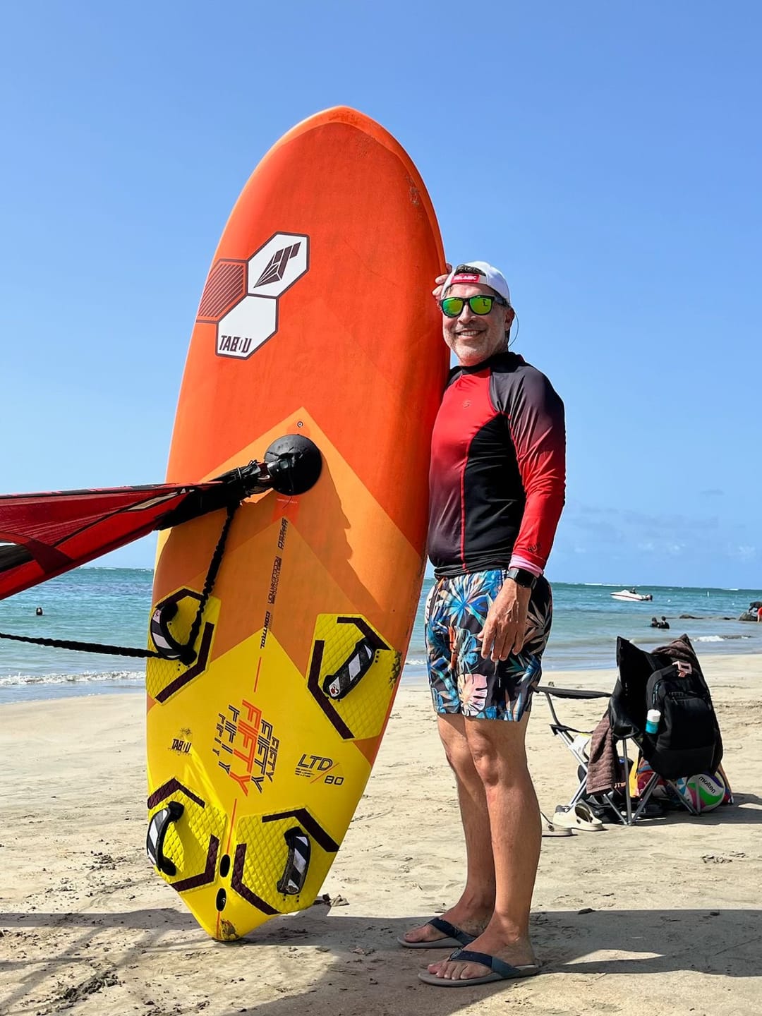 Customer photo review of Long Sleeve Rash Guard for Men UPF 50+ | Gradient - Red