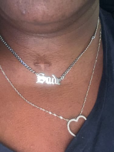 Customer photo review of Old English Custom Necklace