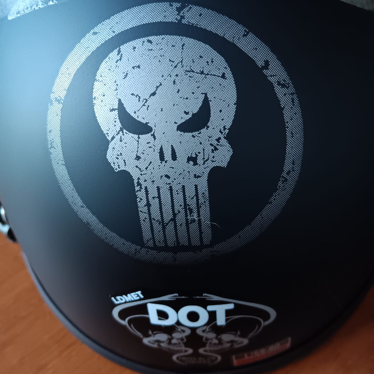 Customer photo review of Smallest Lightest SOA DOT Beanie Helmet / Skull