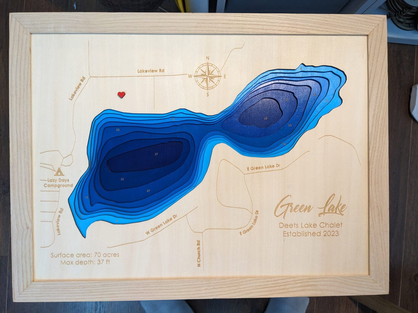 Customer photo review of Custom 3D Wood Maps