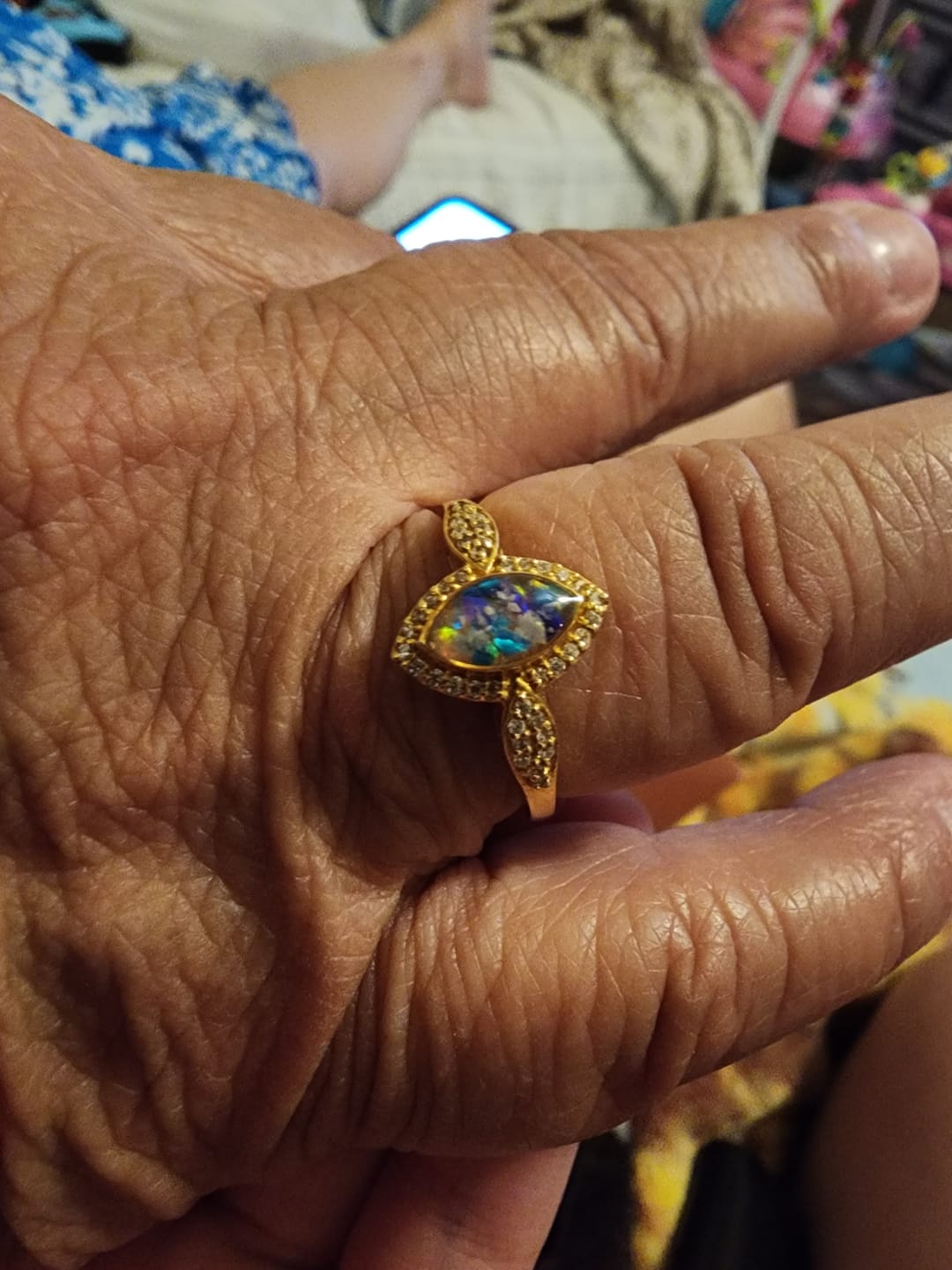 Customer photo review of Bedazzled Marquise Cremation Ring