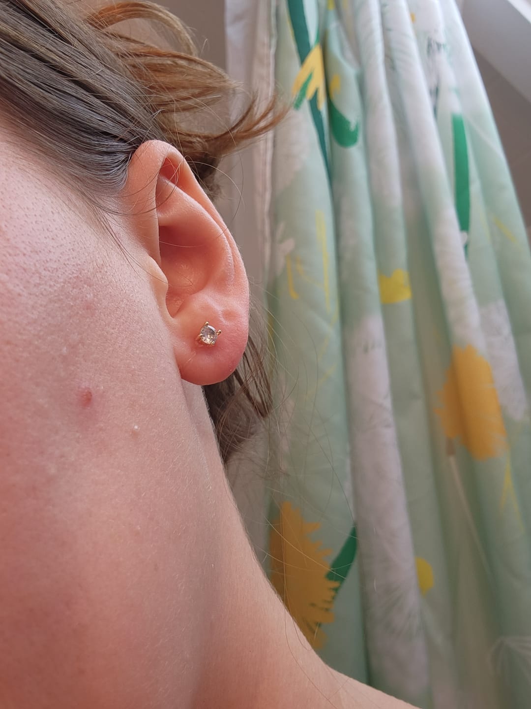 Customer photo review of Mini Stud Clip On Earrings in Gold