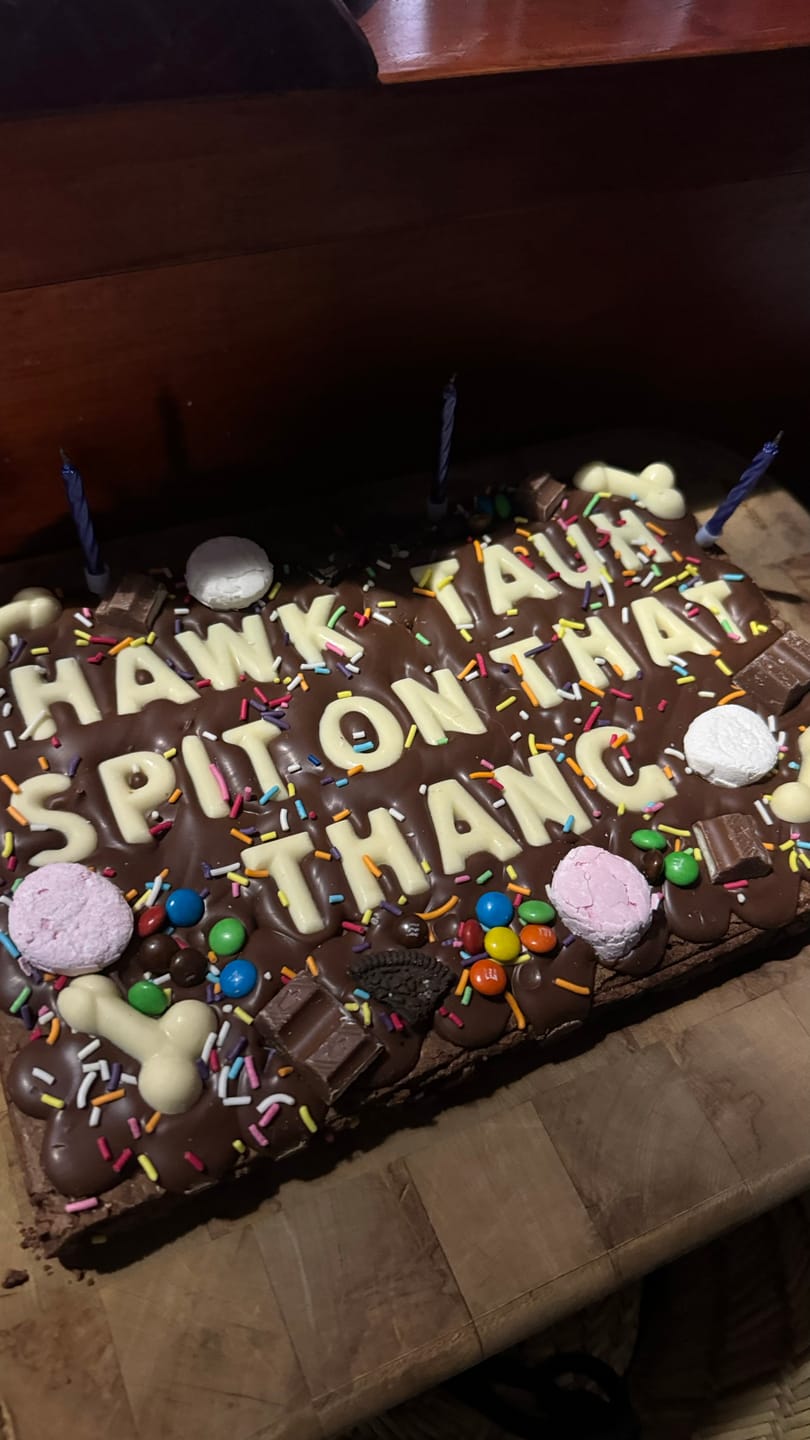 Customer photo review of Mega custom message dick brownie