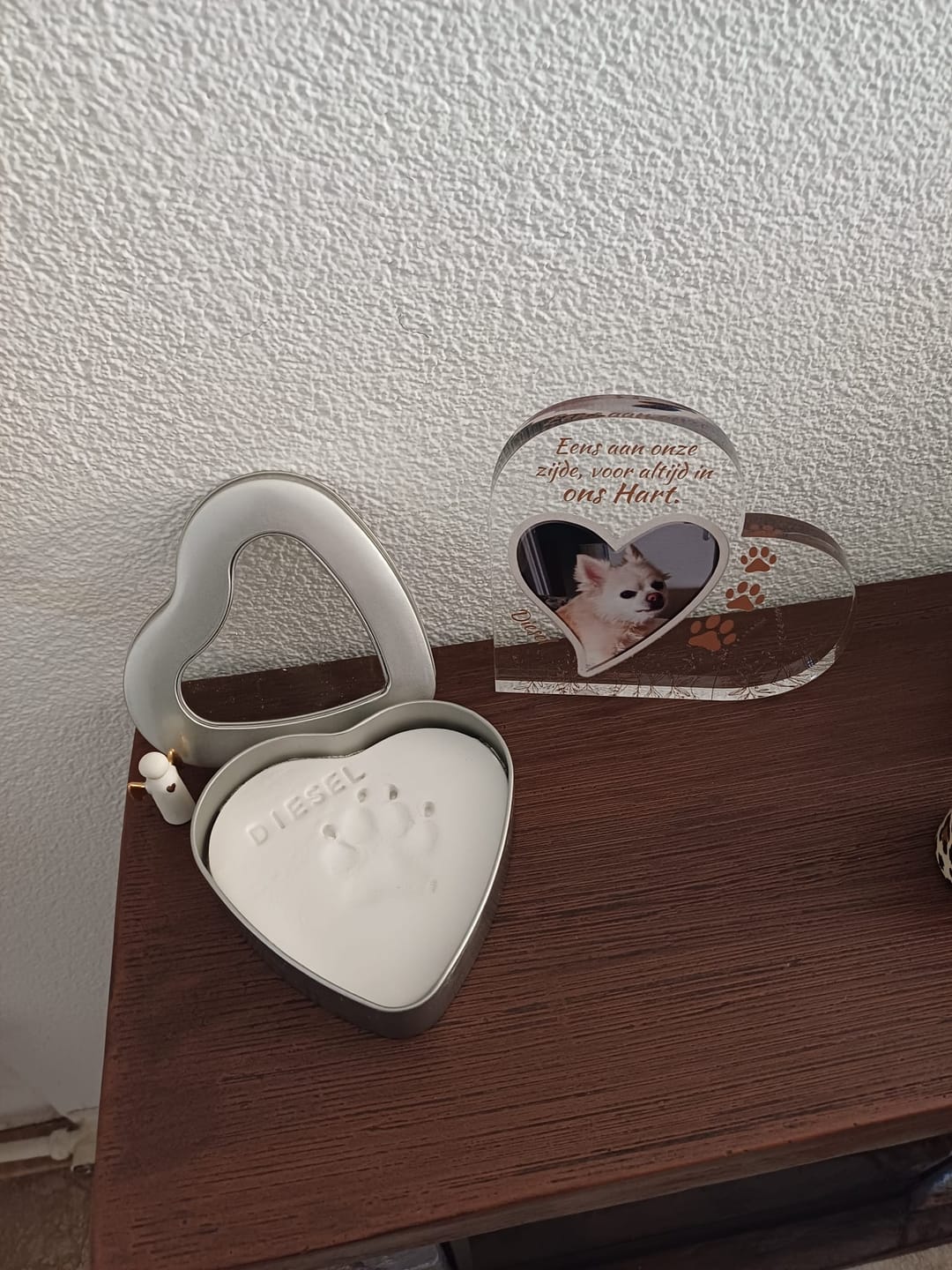 Customer photo review of Eens aan mijn zijde - Gepersonaliseerd glazen hart