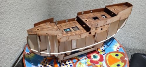 Reseña con foto de un cliente sobre Maqueta Barco San Martín
