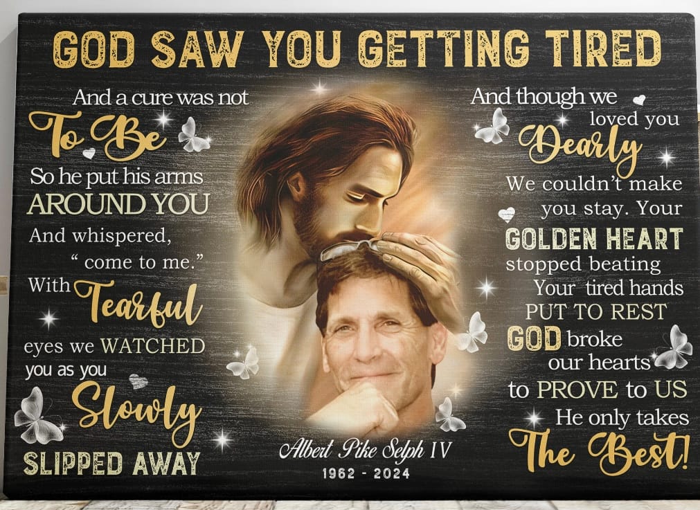 Customer photo review of Personalized Canvas Prints, Custom Photo, Sympathy Gifts, Remembrance Gifts, Loss Mom Memorial, God Saw You Are Getting Tired Dem Canvas