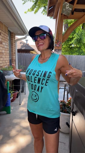 Customer photo review of Salty Savage Ladies "CHOOSING VIOLENCE" Muscle Tank