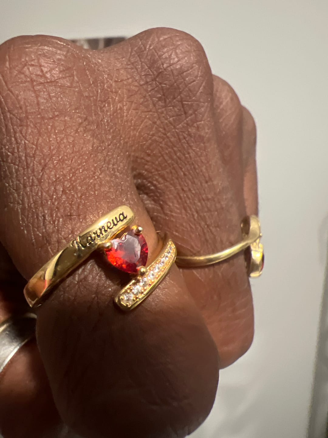 Customer photo review of Engraved Birthstone Ring