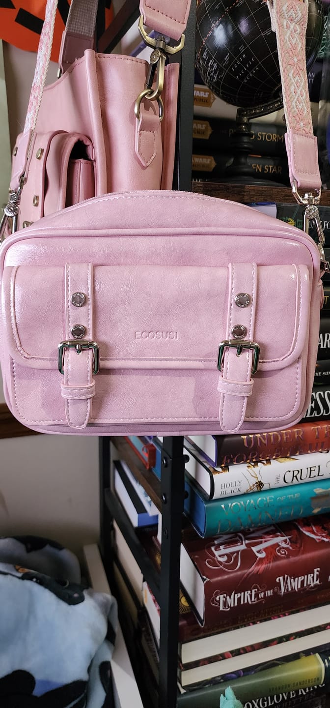 Customer photo review of Mia Wide Strap Leather Crossbody Bag