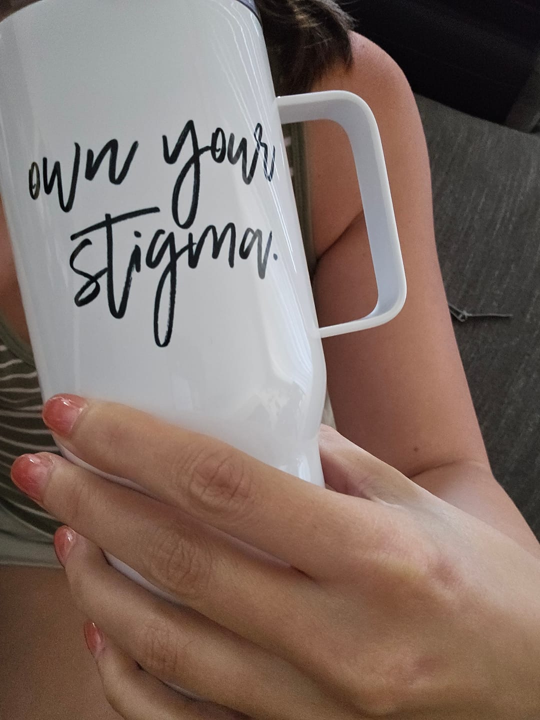 Customer photo review of It's Okay To Not Be Okay Travel mug with a handle