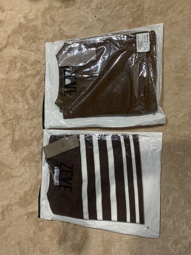 Customer photo review of Striped Crew Neck Knit Tee - Coffee