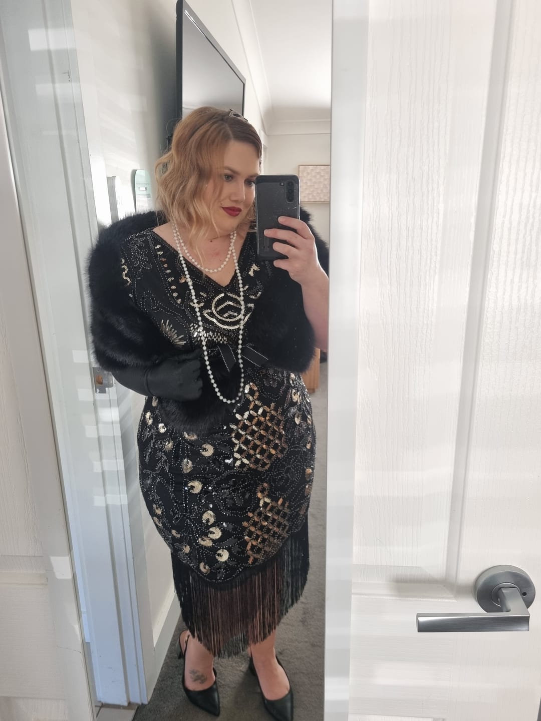 Customer photo review of Margot Plus Size Gatsby Dress - Black & Gold
