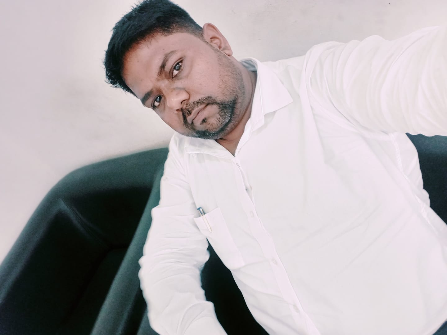 Customer photo review of Uathayam Snow Field 100%Cotton Formal White Shirt For Men