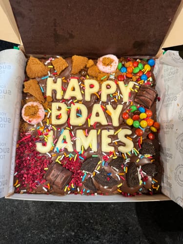 Customer photo review of Custom message loaded brownie