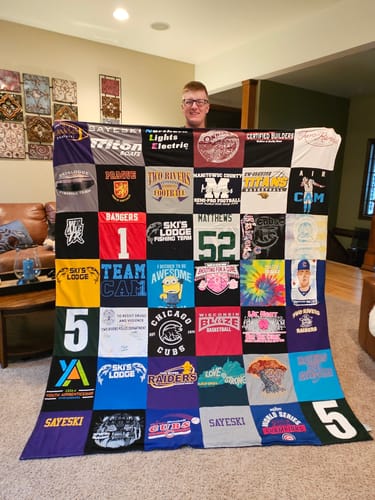 T-shirt quilt featuring chicago cubs by Jessica from WI