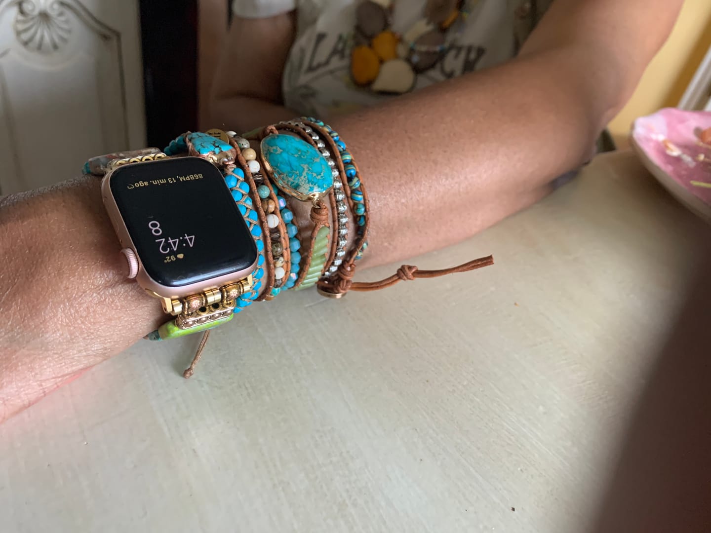 Customer photo review of Natural Imperial Jasper & Apatite Wrap Bracelet
