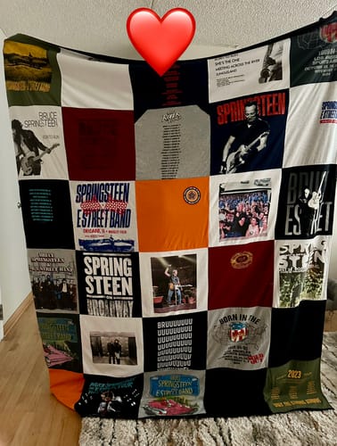 T-shirt quilt with music, concerts themes by Karen from IL