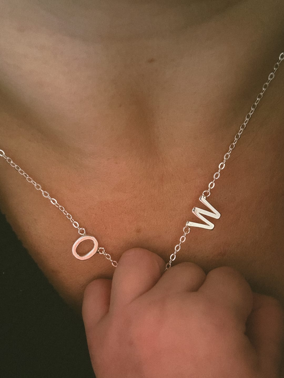 Customer photo review of The Original Initial Letter Necklace