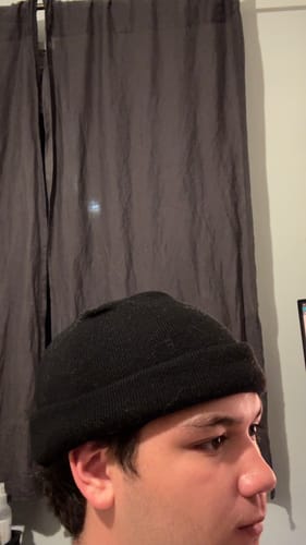 Customer photo review of Big Black Wool Beanie